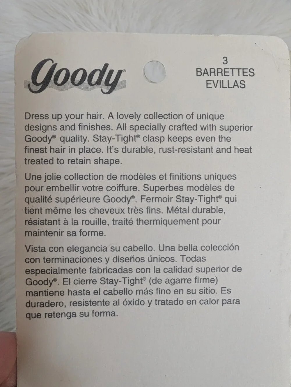 Goody Metal Vintage NIP Goody Stay Tight Barrettes 903 Gold Pack Of 3 1993 - Picture 3 of 6